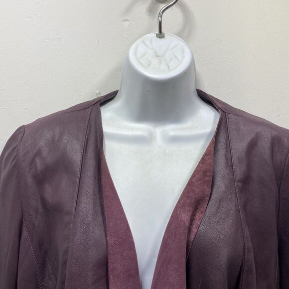My Tribe Open Front Drape Leather Jacket Large - Picture 5 of 7